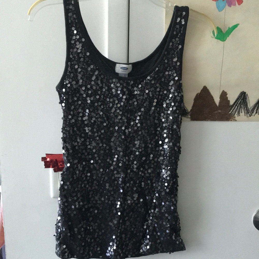 Gray sequined tank womens size S